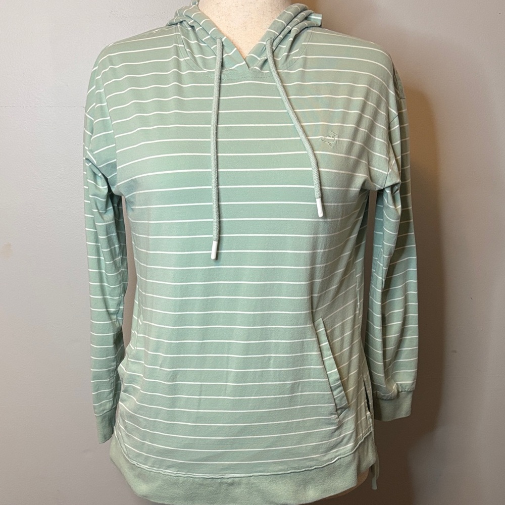 Properly Tied Striped Mint Green Hoodie- Medium